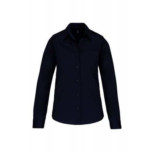 navy Camisa popelina manga larga mujer