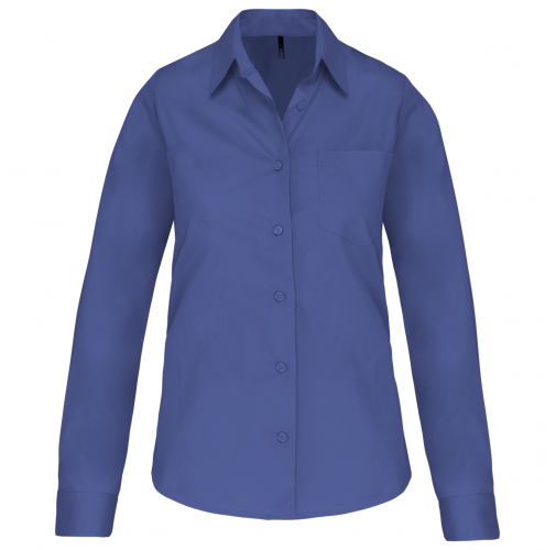 cobalt blue Camisa popelina manga larga mujer