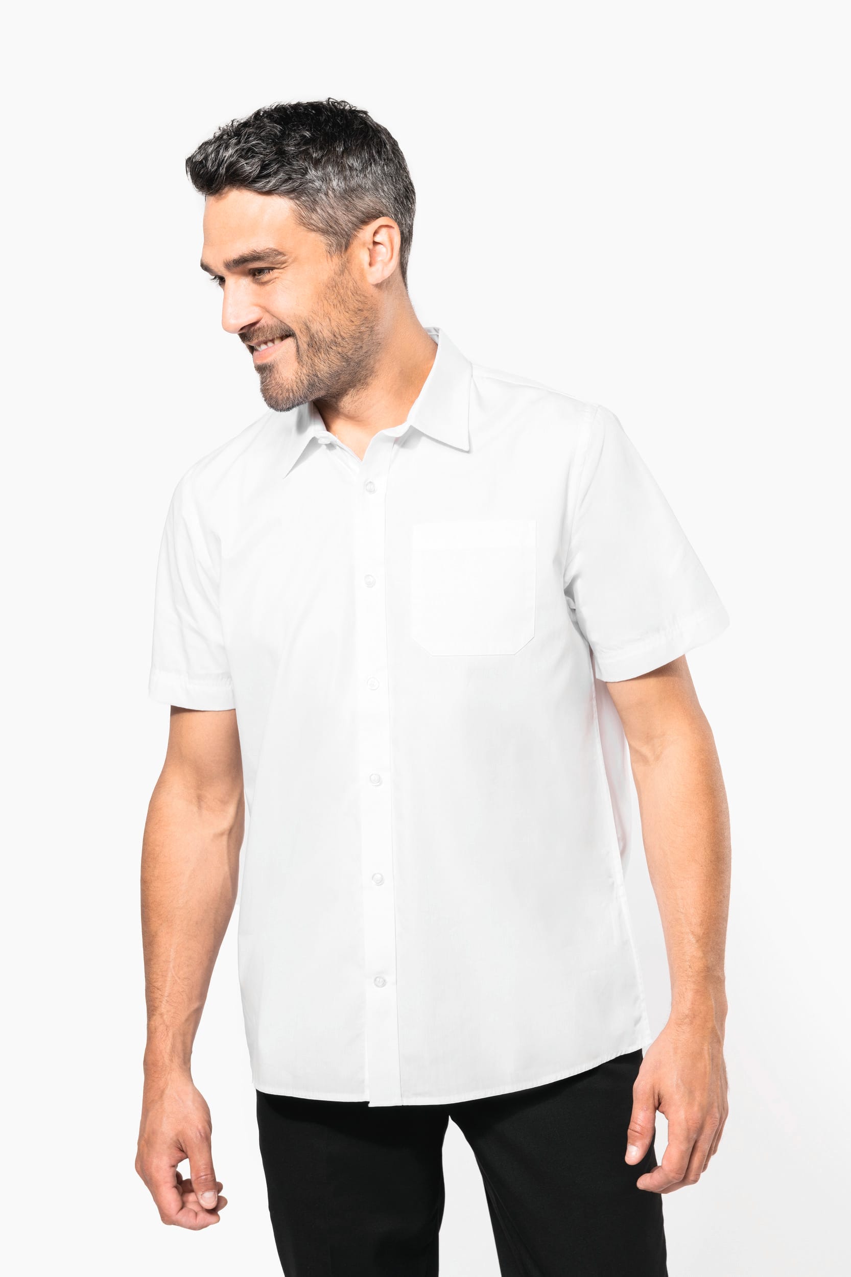 Camisa popelina manga corta hombre