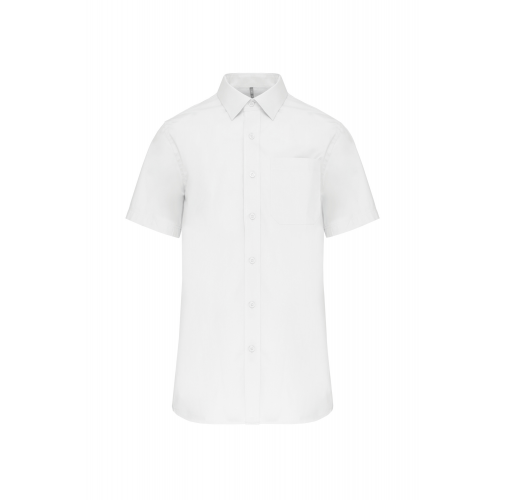 white Camisa popelina manga corta hombre
