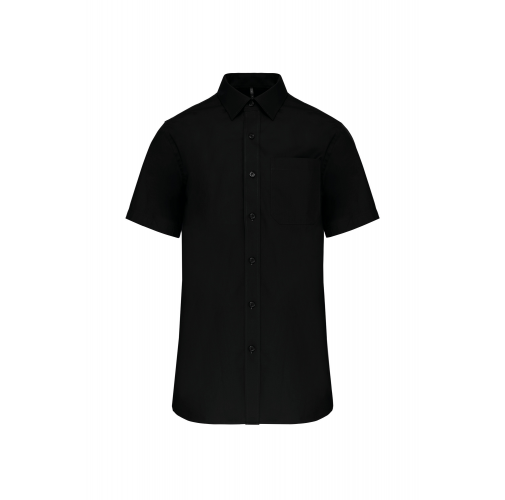 black Camisa popelina manga corta hombre