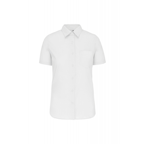white Camisa popelina manga corta mujer