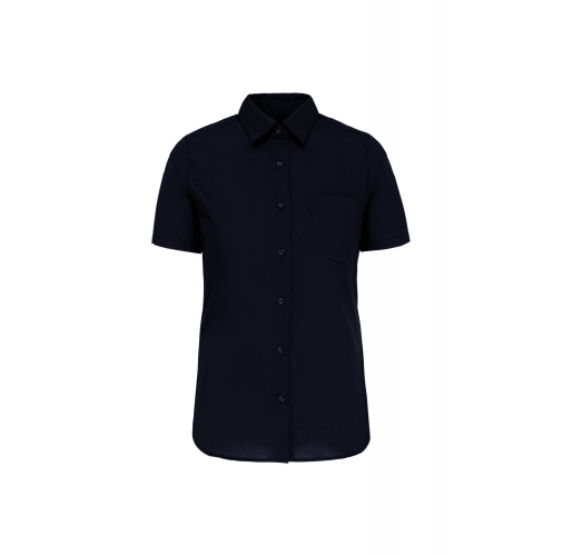 navy Camisa popelina manga corta mujer