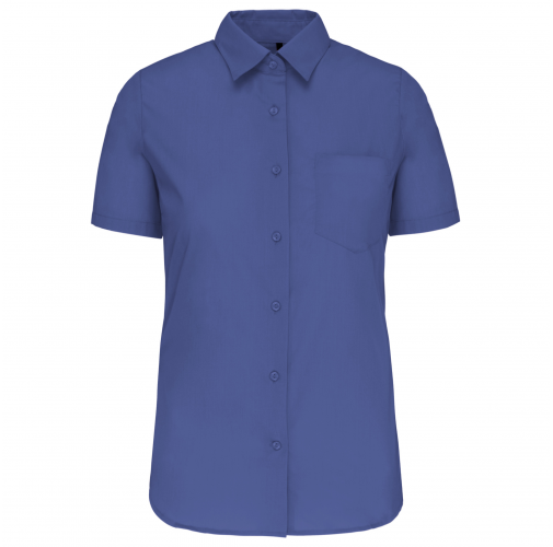 cobalt blue Camisa popelina manga corta mujer