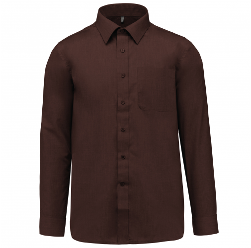 brown Camisa popelina de polialgodón de fácil cuidado hombre