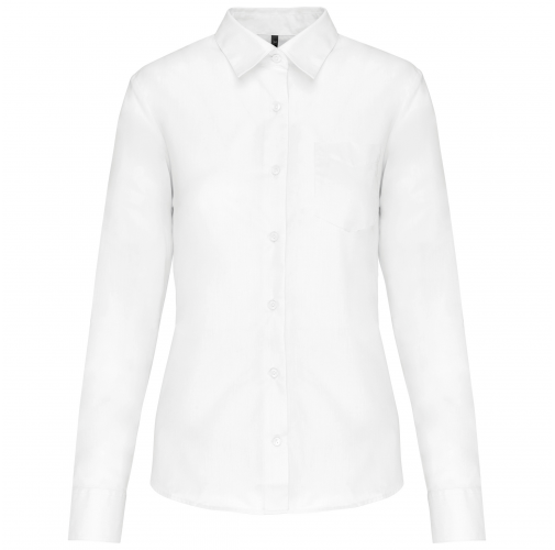 white Camisa popelina de polialgodón manga larga mujer