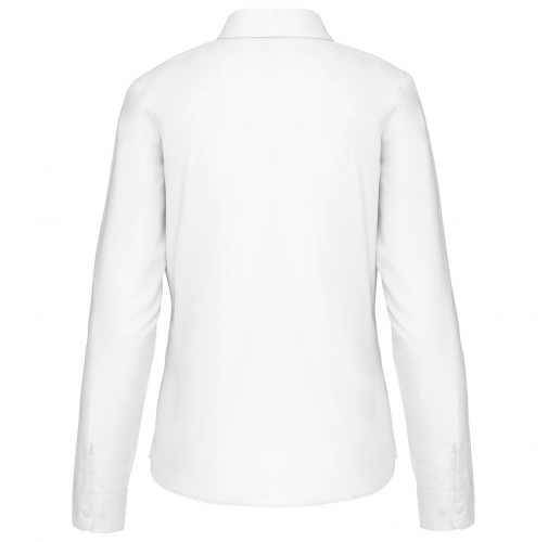 white Camisa popelina de polialgodón manga larga mujer