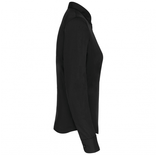 black Camisa popelina de polialgodón manga larga mujer