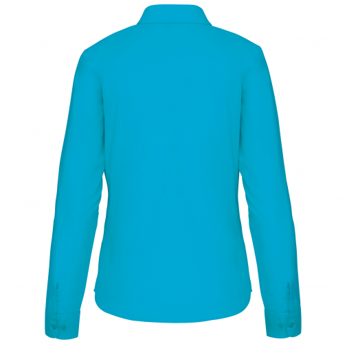 bright turquoise Camisa popelina de polialgodón manga larga mujer