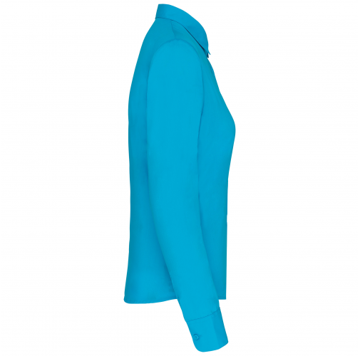 bright turquoise Camisa popelina de polialgodón manga larga mujer