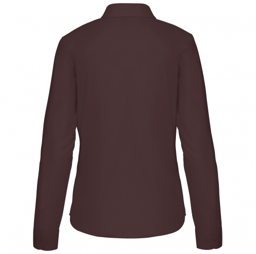 brown Camisa popelina de polialgodón manga larga mujer