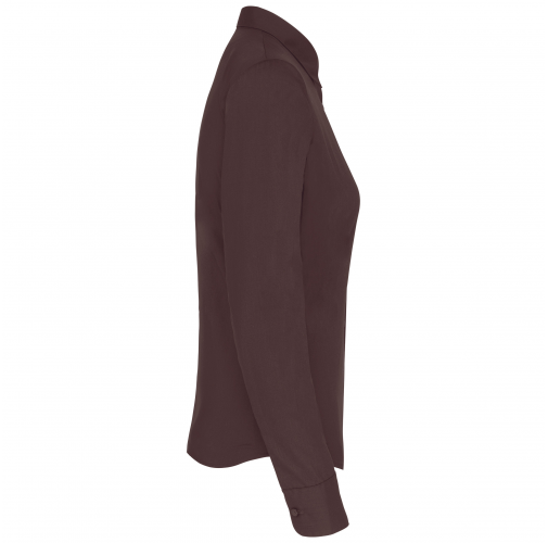 brown Camisa popelina de polialgodón manga larga mujer