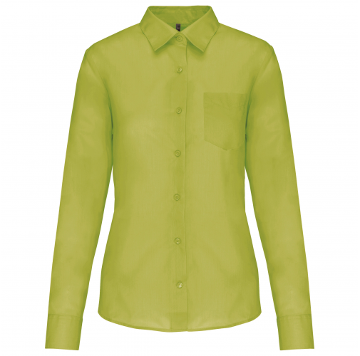 burnt lime Camisa popelina de polialgodón manga larga mujer