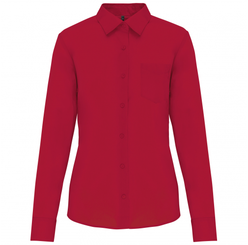classic red Camisa popelina de polialgodón manga larga mujer
