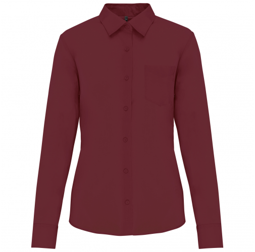 wine Camisa popelina de polialgodón manga larga mujer