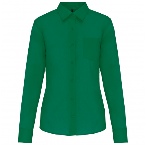 kelly green Camisa popelina de polialgodón manga larga mujer