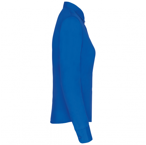 light royal blue Camisa popelina de polialgodón manga larga mujer