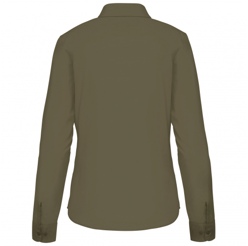 light khaki Camisa popelina de polialgodón manga larga mujer