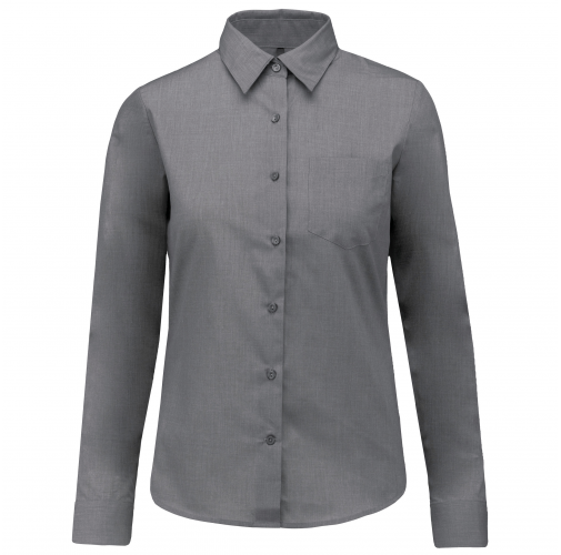 marl storm grey Camisa popelina de polialgodón manga larga mujer