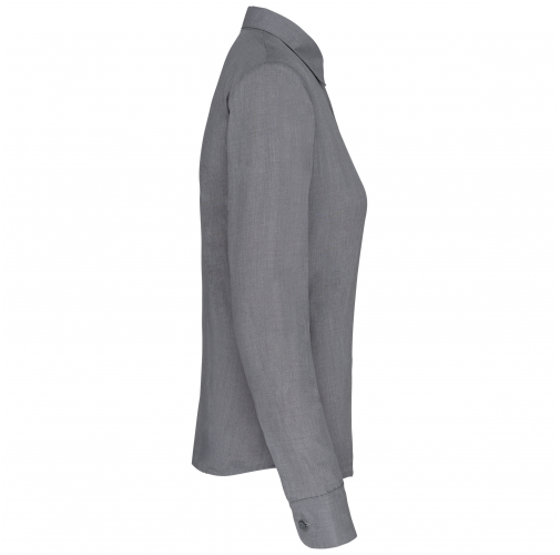 marl storm grey Camisa popelina de polialgodón manga larga mujer