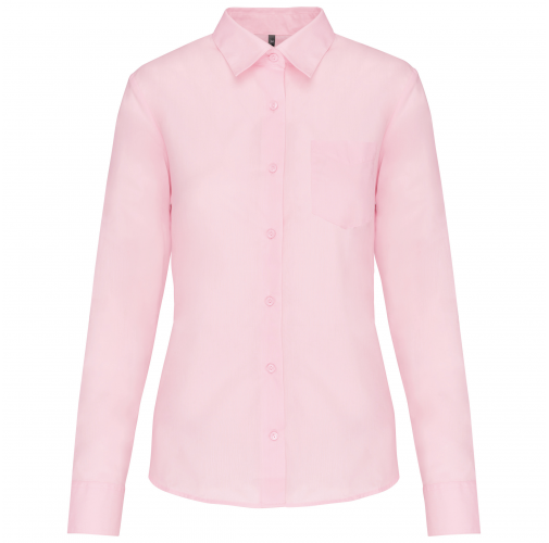 pale pink Camisa popelina de polialgodón manga larga mujer