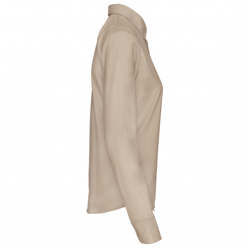 beige Camisa popelina de polialgodón manga larga mujer
