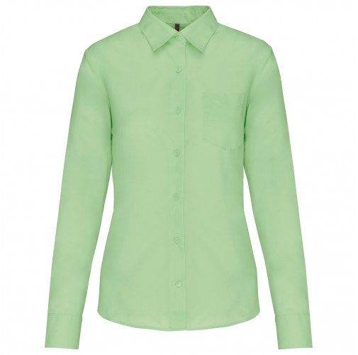pistachio green Camisa popelina de polialgodón manga larga mujer