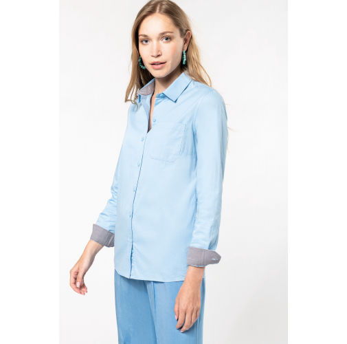 Camisa de algodón Nevada de manga larga para mujer
