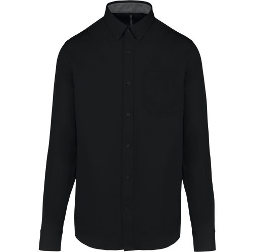black Camisa de algodón Nevada de manga larga para hombre