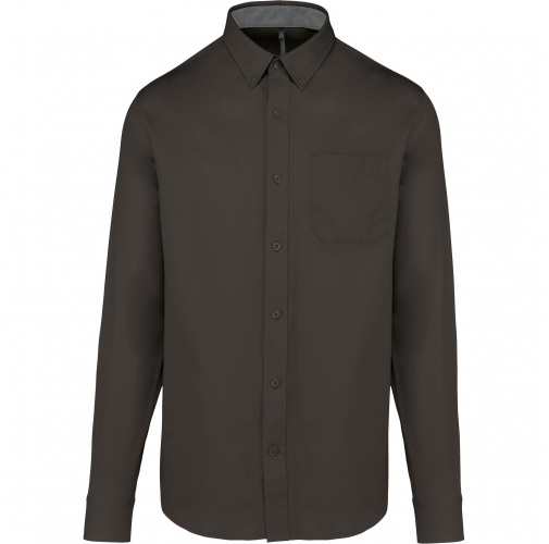 dark grey Camisa de algodón Nevada de manga larga para hombre