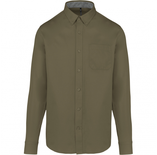 light khaki Camisa de algodón Nevada de manga larga para hombre