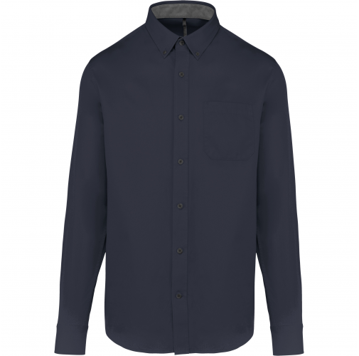 navy Camisa de algodón Nevada de manga larga para hombre