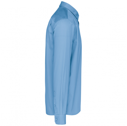 sky blue Camisa de algodón Nevada de manga larga para hombre