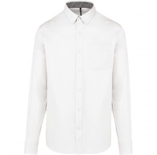 white Camisa de algodón Nevada de manga larga para hombre