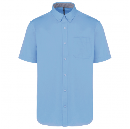 sky blue Camisa de algodón Ariana III manga corta hombre
