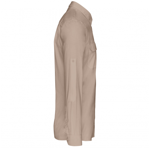 beige Camisa Safari manga larga hombre