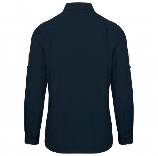 navy Camisa Safari manga larga hombre