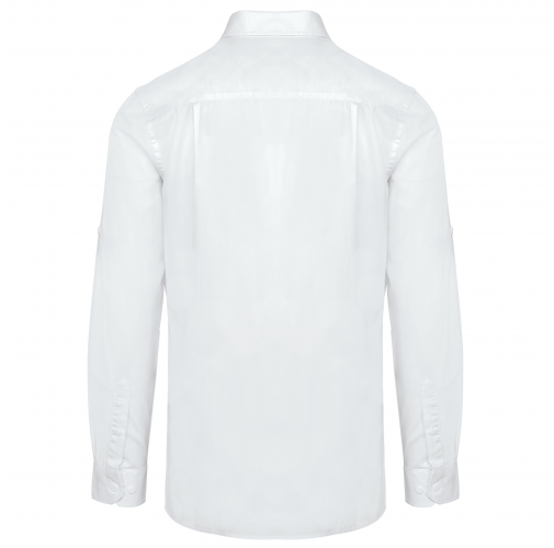 white Camisa Safari manga larga hombre