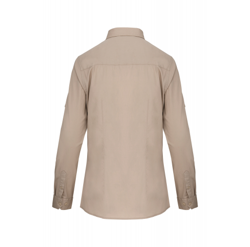 beige Camisa Safari manga larga mujer
