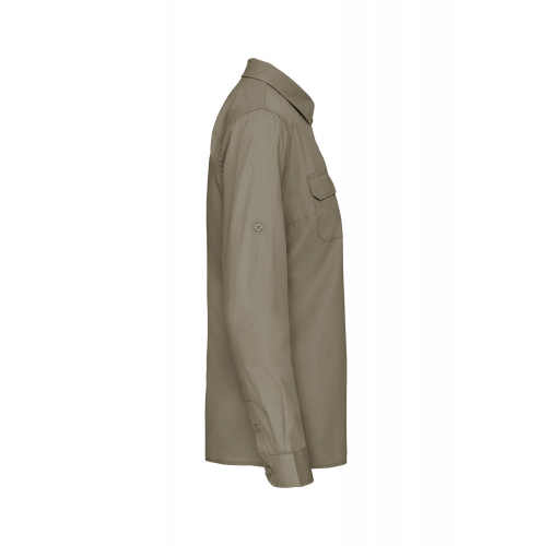 light khaki Camisa Safari manga larga mujer