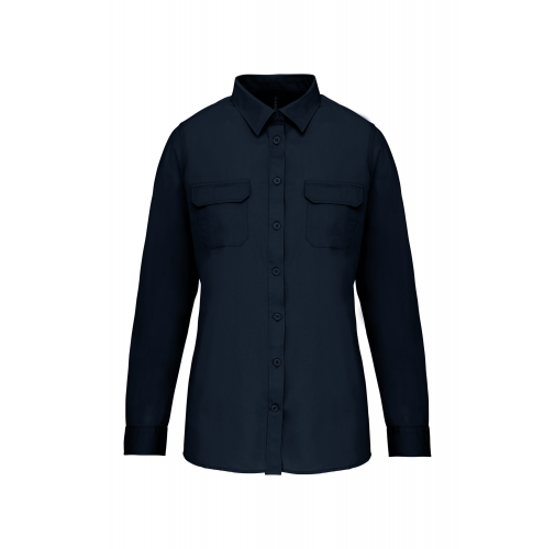 navy Camisa Safari manga larga mujer