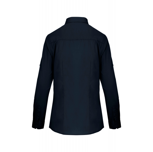 navy Camisa Safari manga larga mujer