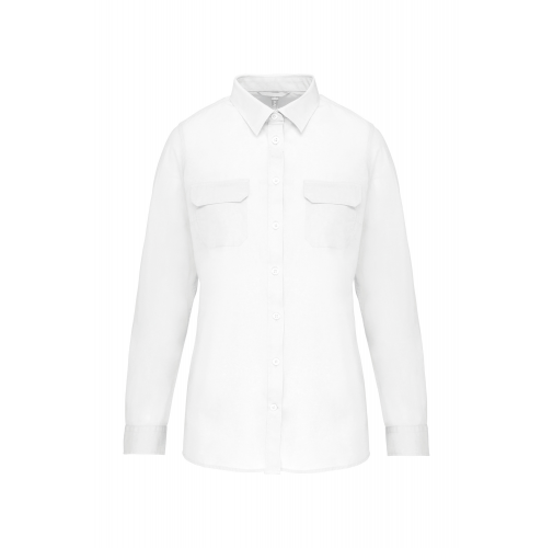 white Camisa Safari manga larga mujer