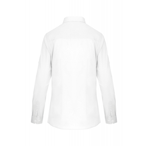 white Camisa Safari manga larga mujer