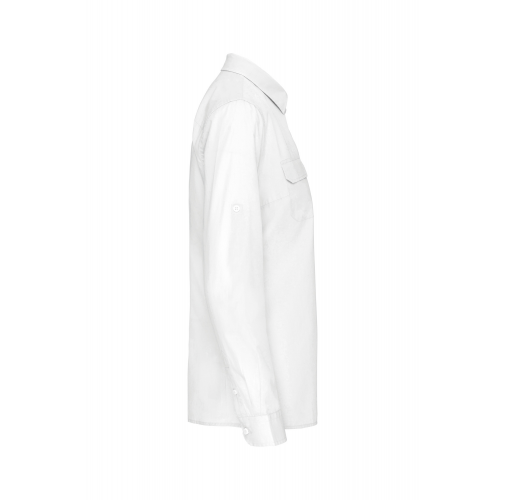 white Camisa Safari manga larga mujer