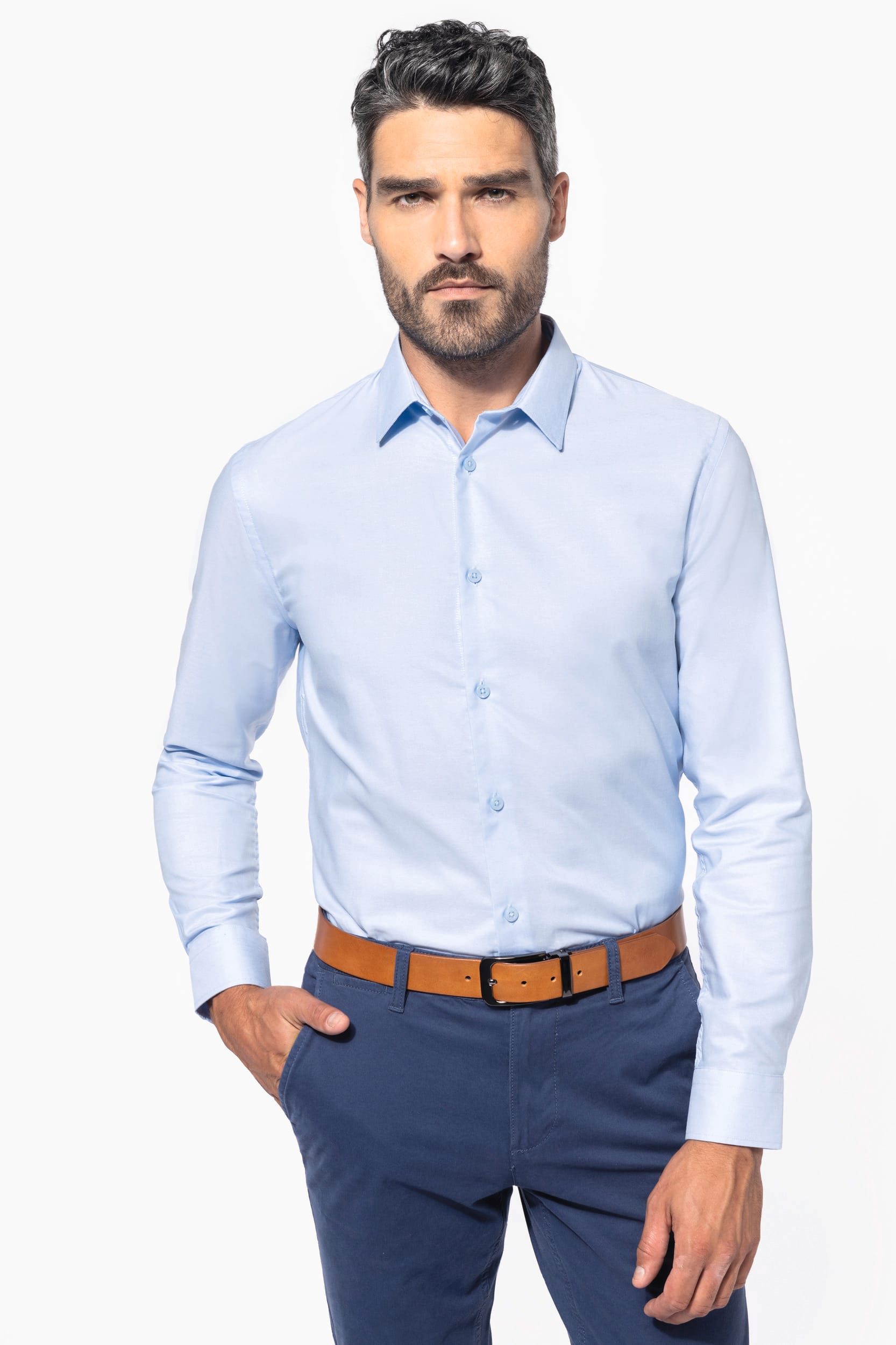 Camisa oxford de manga larga para hombre