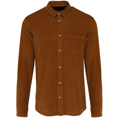 washed brandy Camisa de pana manga larga hombre