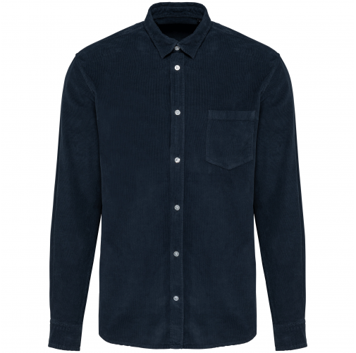 washed dark navy Camisa de pana manga larga hombre