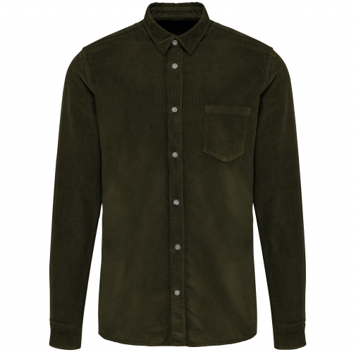washed dusky khaki Camisa de pana manga larga hombre