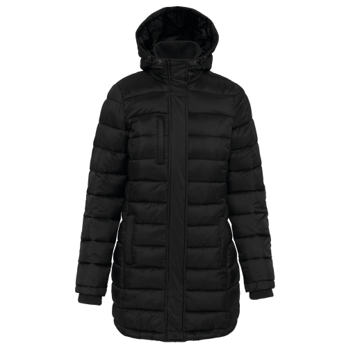 black Parka ligera acolchada con capucha para mujer